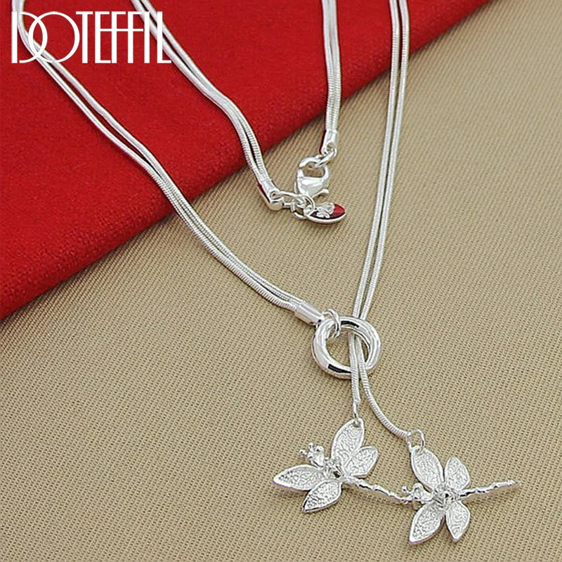 Collier Libellule Argent 925 Chaîne Serpent