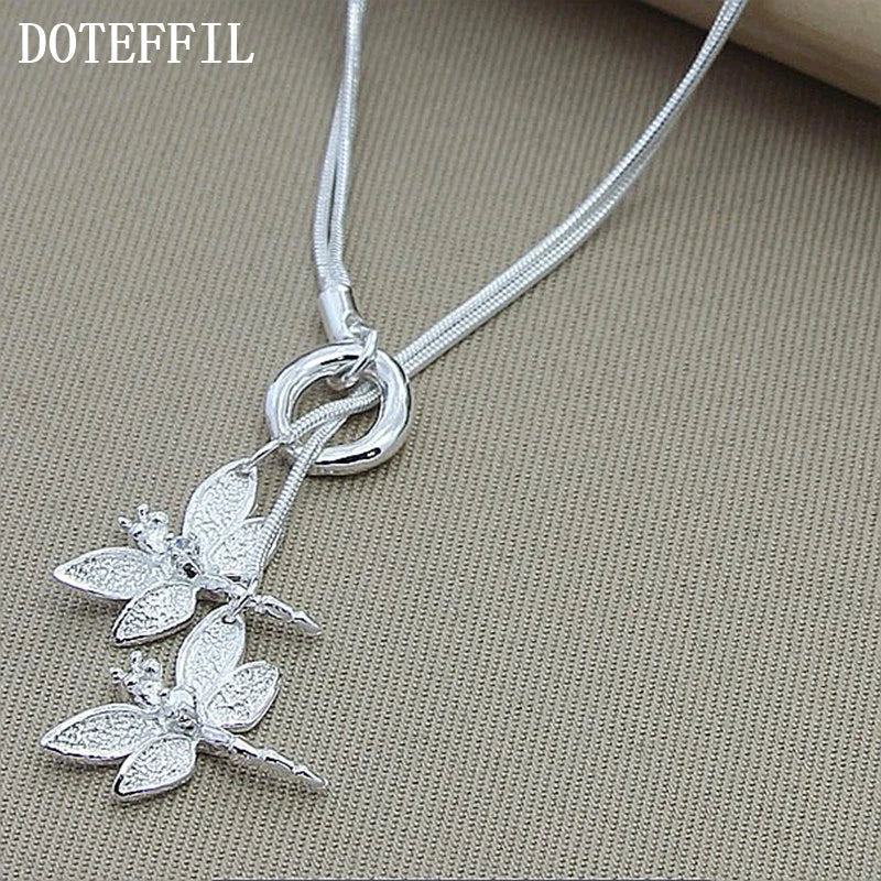 Collier Libellule Argent 925 Chaîne Serpent