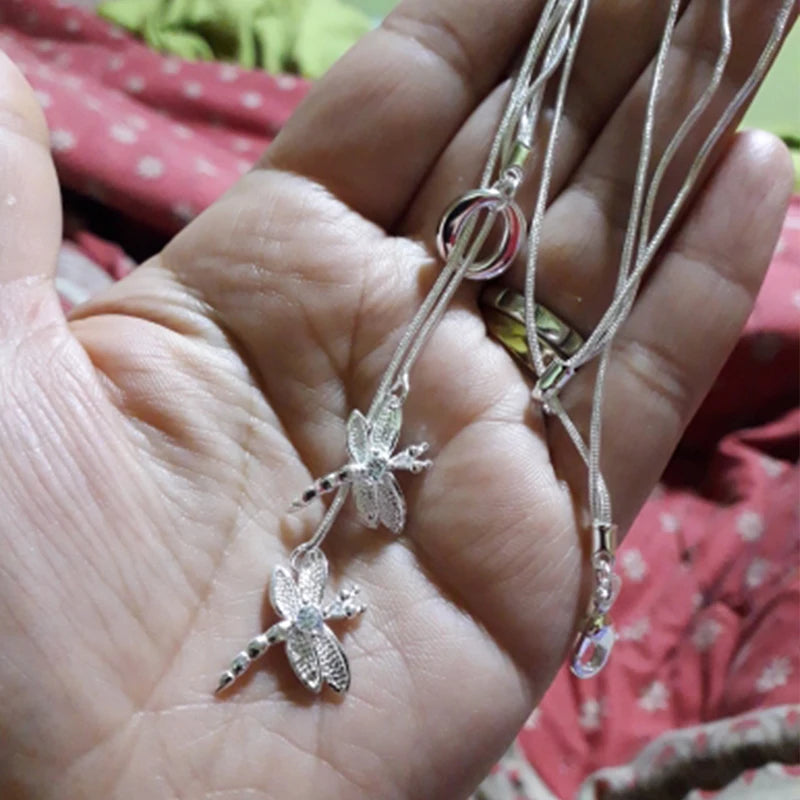 Collier Libellule Argent 925 Chaîne Serpent