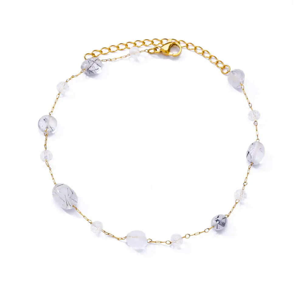Bracelet Fleurs Zircon Doré Acier Inoxydable