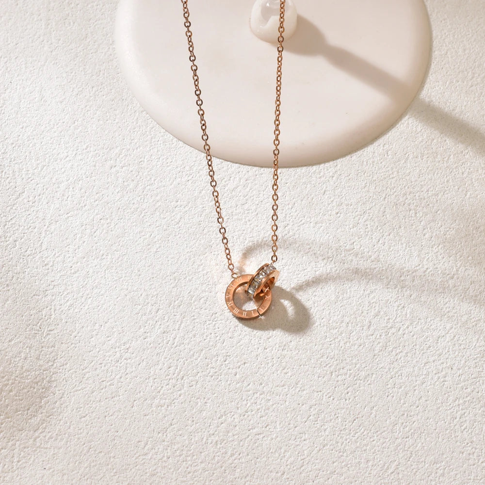 Collier Court Acier Inoxydable Doré Rose