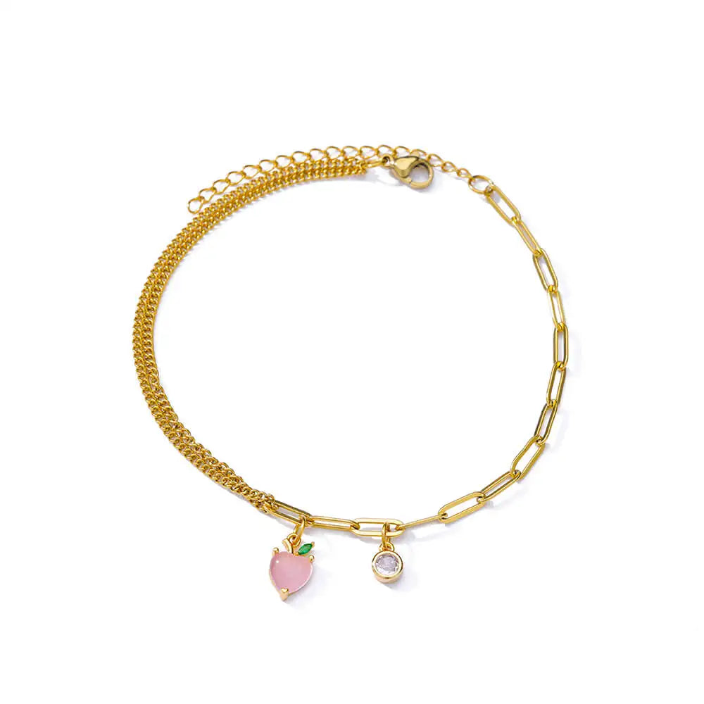 Bracelet Fleurs Zircon Doré Acier Inoxydable
