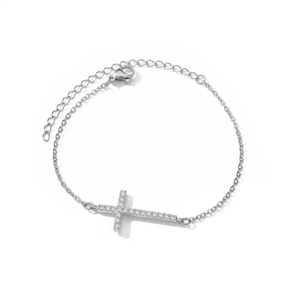 Bracelet Fleurs Zircon Doré Acier Inoxydable