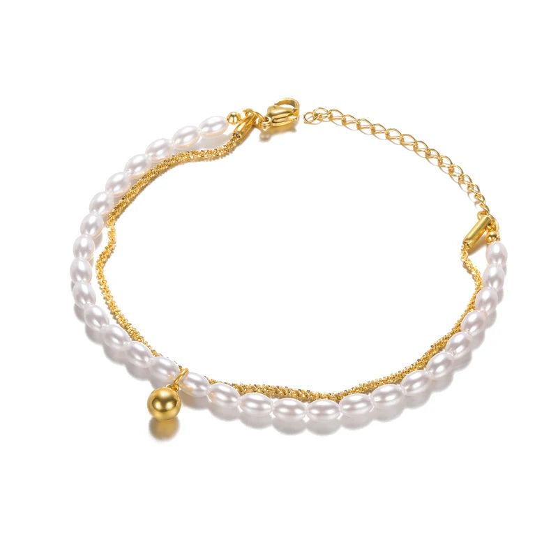 Bracelet Fleurs Zircon Doré Acier Inoxydable
