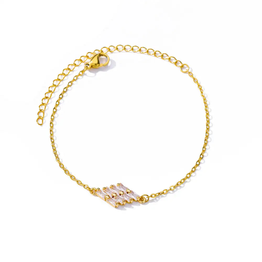 Bracelet Fleurs Zircon Doré Acier Inoxydable