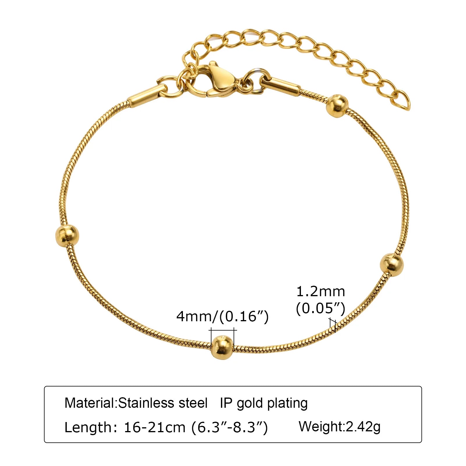 Bracelet Chaîne Dorée Acier Inoxydable Empilable