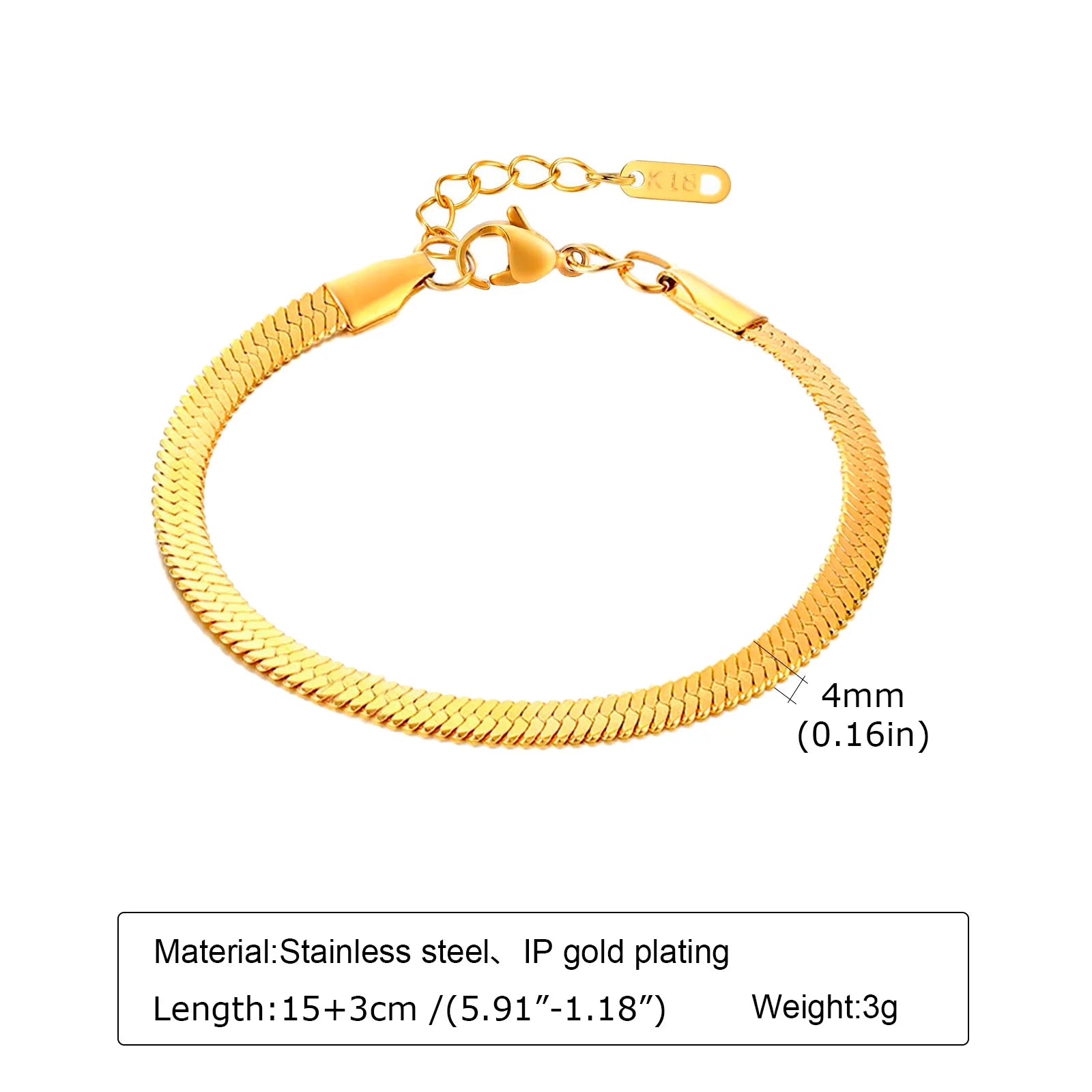 Bracelet Chaîne Dorée Acier Inoxydable Empilable