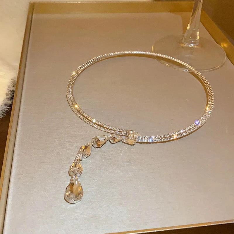 Collier Pendentif Multicouche Perle & Zircon