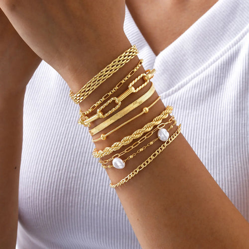 Bracelet Chaîne Dorée Acier Inoxydable Empilable
