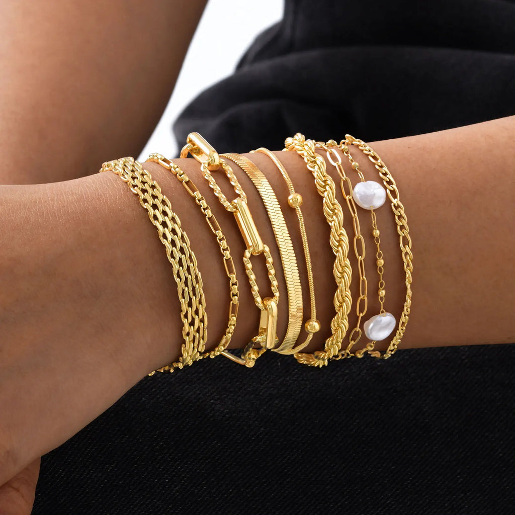 Bracelet Chaîne Dorée Acier Inoxydable Empilable