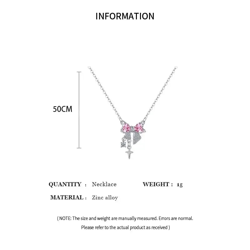 Collier Nœud Papillon Cristal Rose Y2K