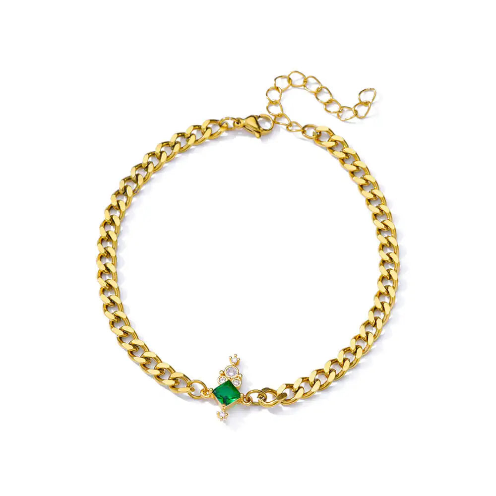 Bracelet Fleurs Zircon Doré Acier Inoxydable