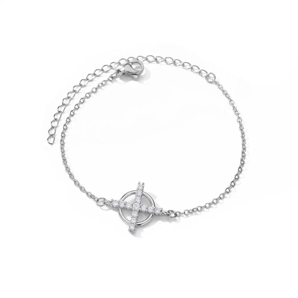 Bracelet Fleurs Zircon Doré Acier Inoxydable