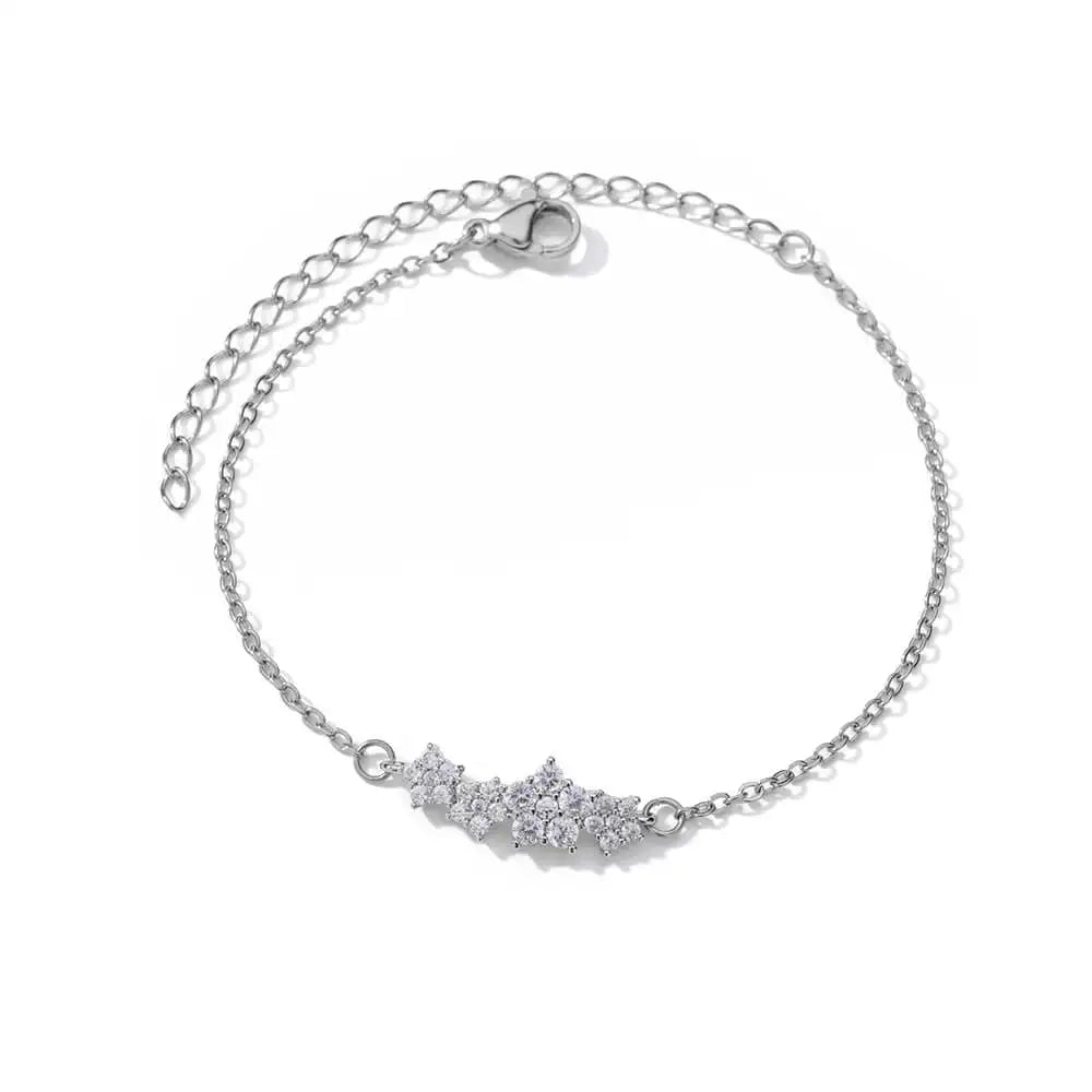Bracelet Fleurs Zircon Doré Acier Inoxydable