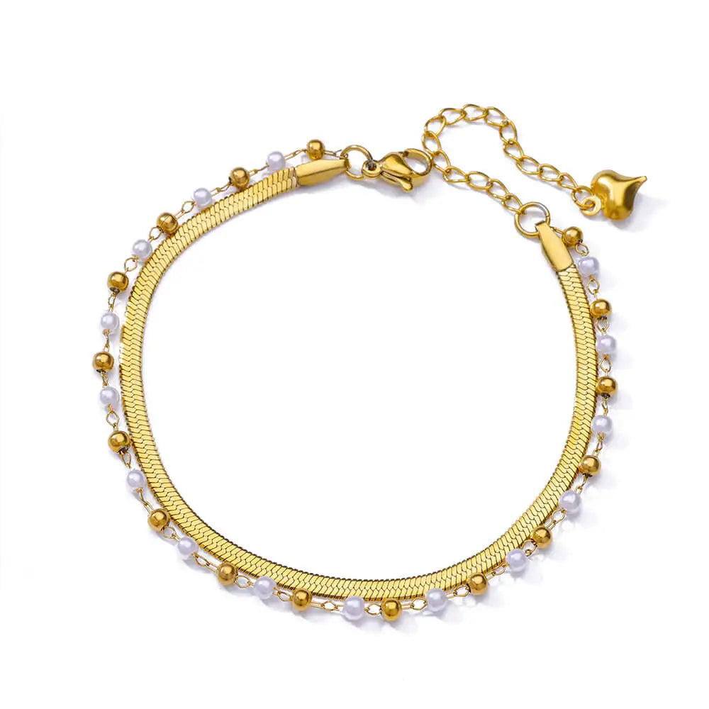 Bracelet Fleurs Zircon Doré Acier Inoxydable