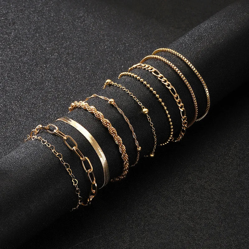 Bracelet Multicouche Chaîne Serpent Dorée