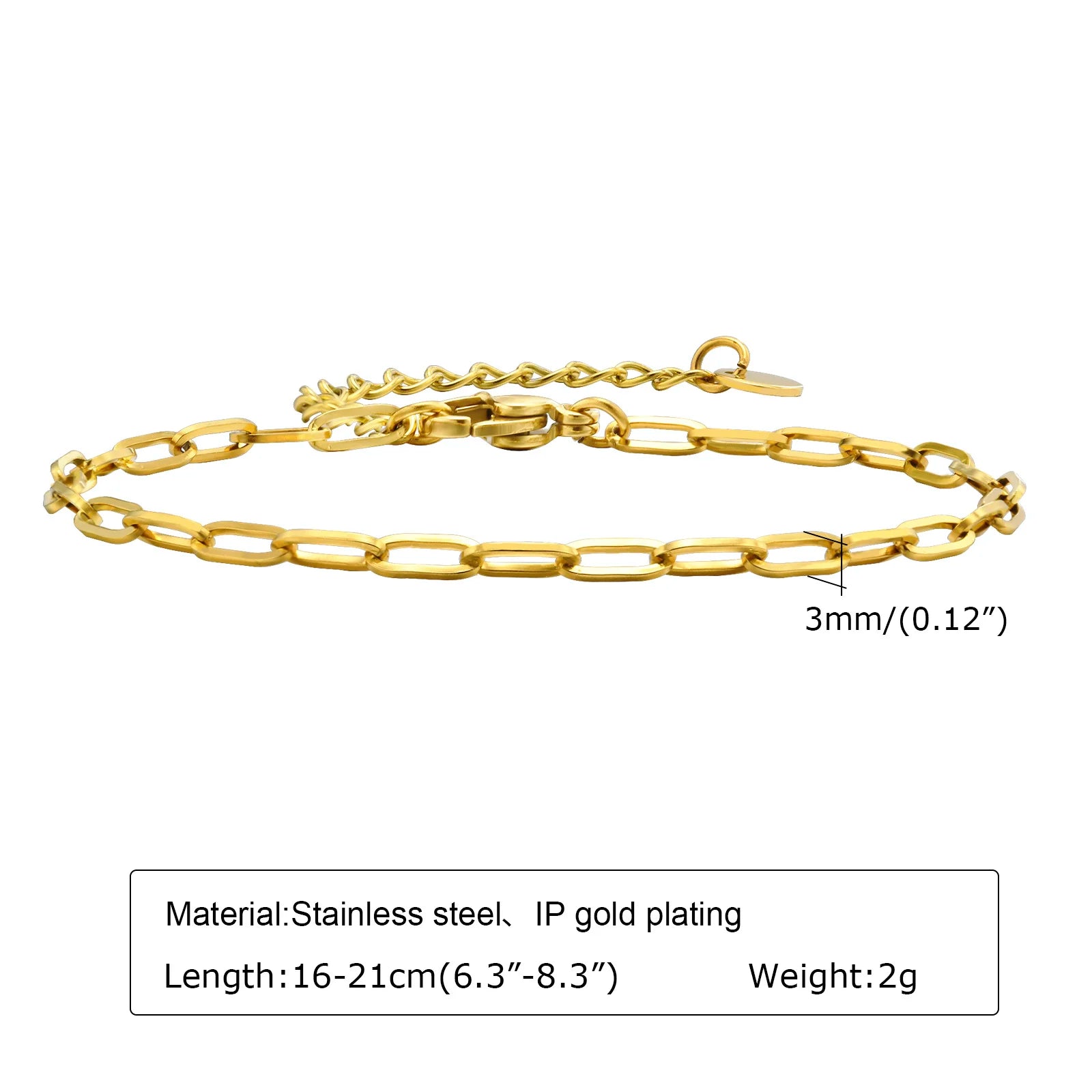 Bracelet Chaîne Dorée Acier Inoxydable Empilable