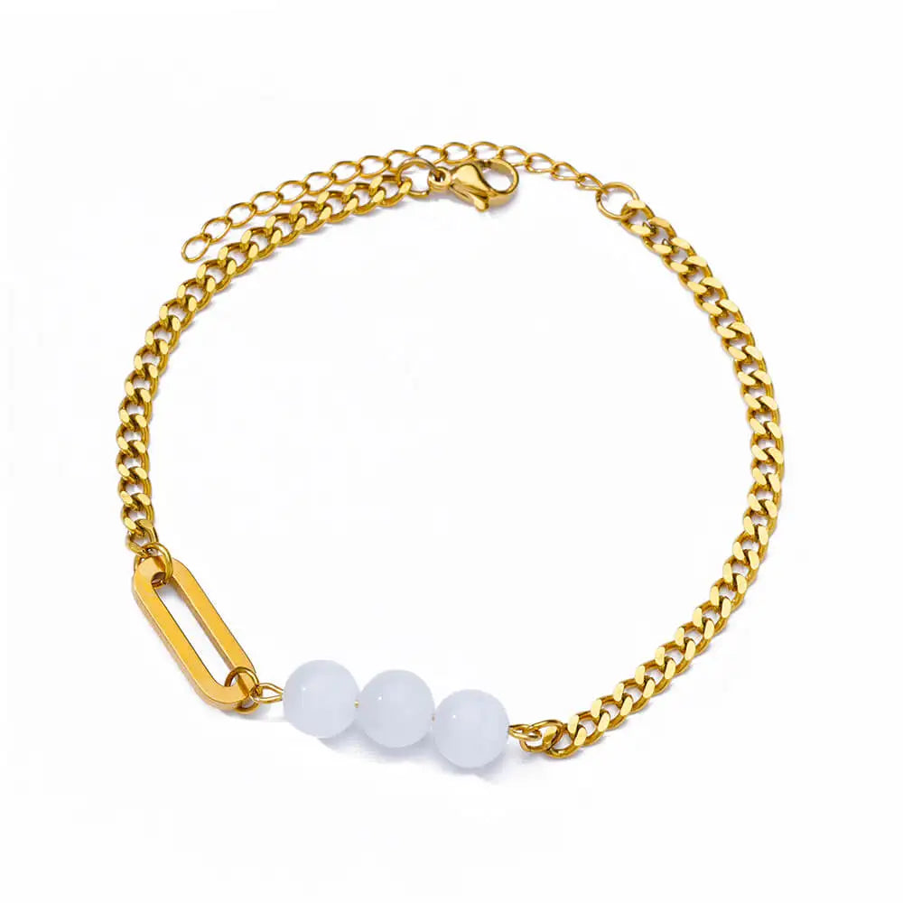 Bracelet Fleurs Zircon Doré Acier Inoxydable