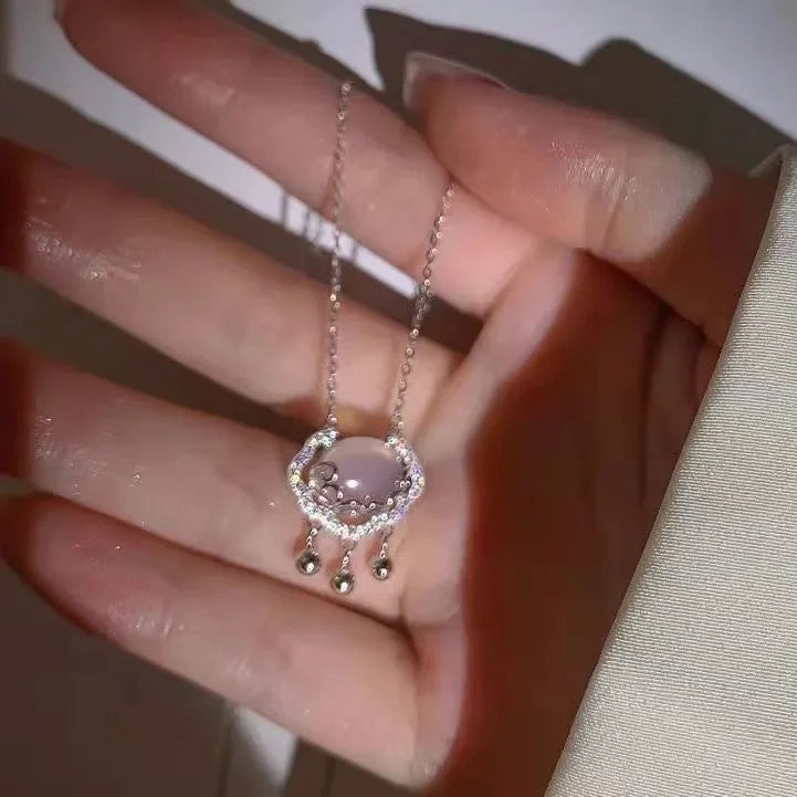 Collier Nœud Papillon Cristal Rose Y2K