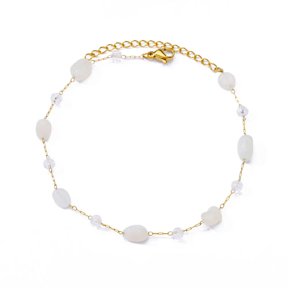 Bracelet Fleurs Zircon Doré Acier Inoxydable
