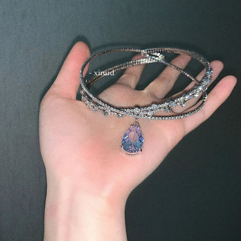 Collier Pendentif Multicouche Perle & Zircon
