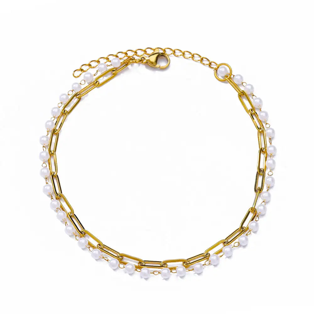 Bracelet Fleurs Zircon Doré Acier Inoxydable
