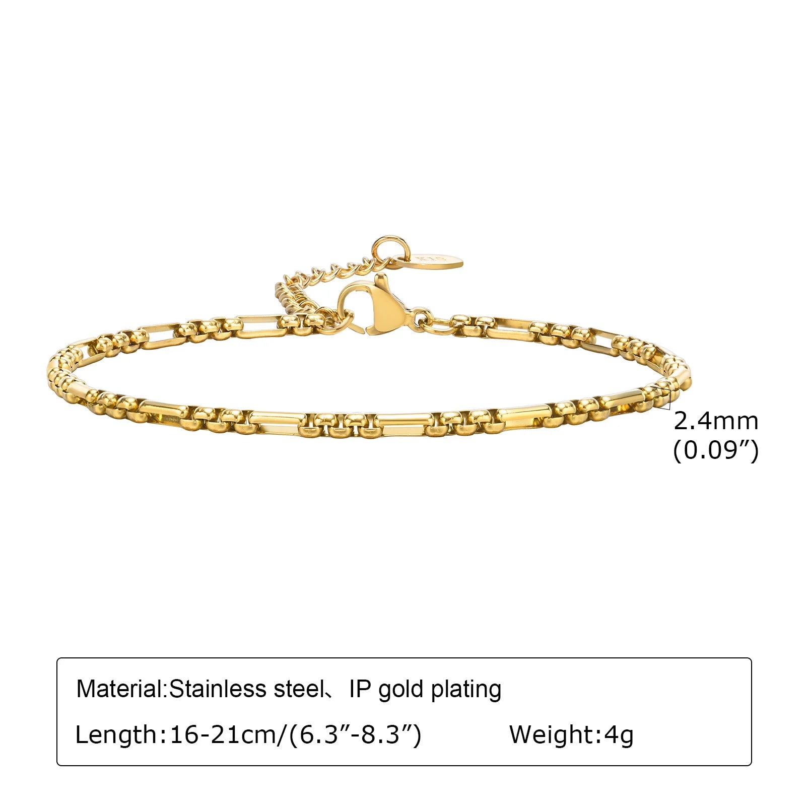 Bracelet Chaîne Dorée Acier Inoxydable Empilable
