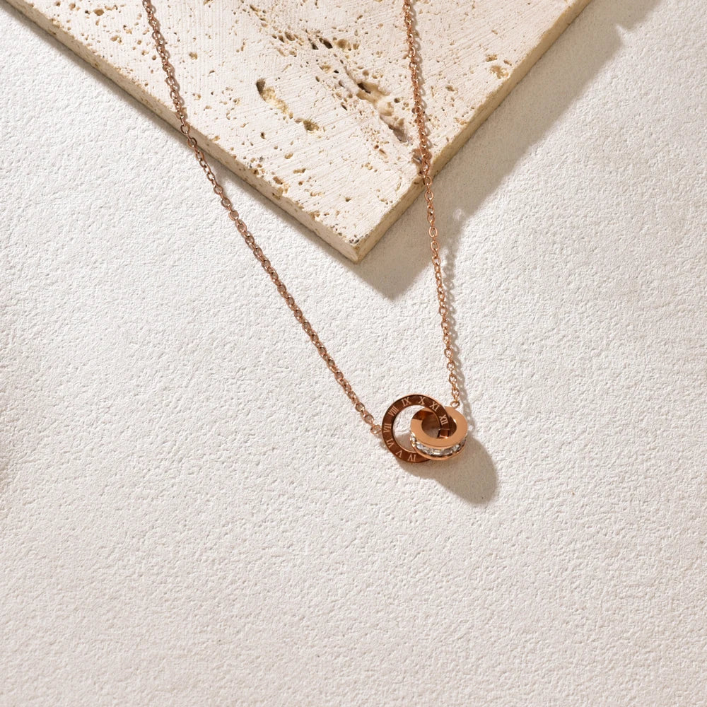 Collier Court Acier Inoxydable Doré Rose