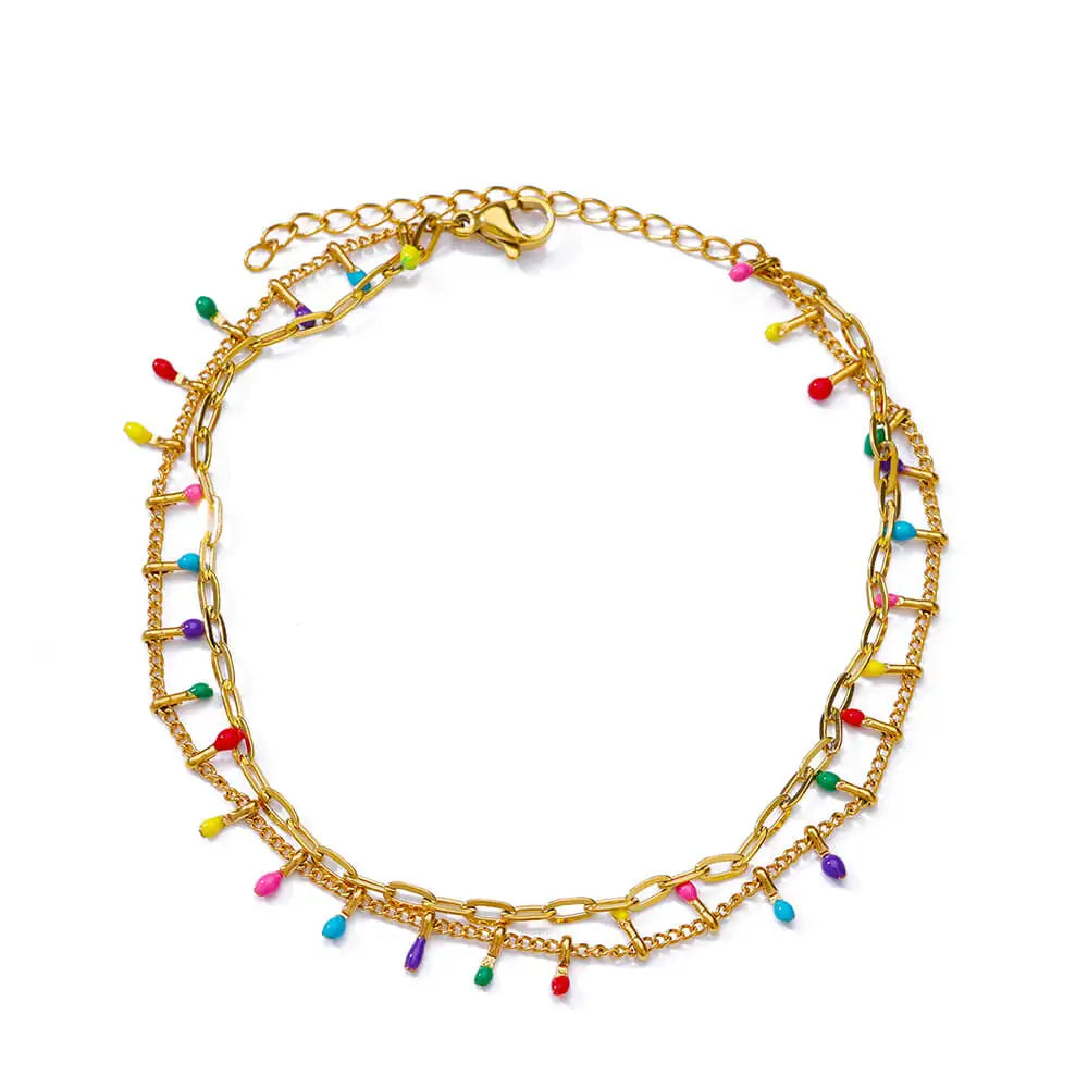 Bracelet Fleurs Zircon Doré Acier Inoxydable