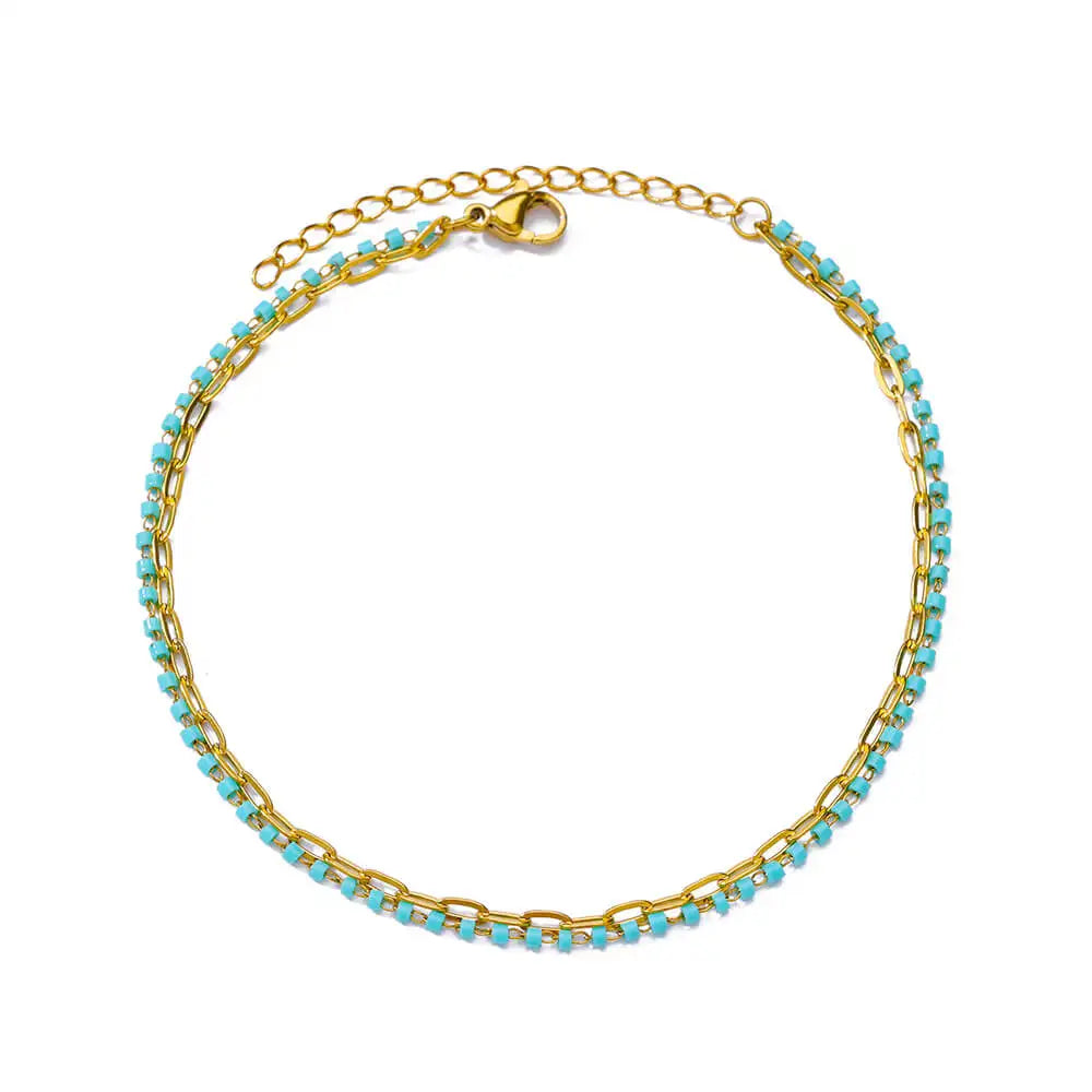 Bracelet Fleurs Zircon Doré Acier Inoxydable