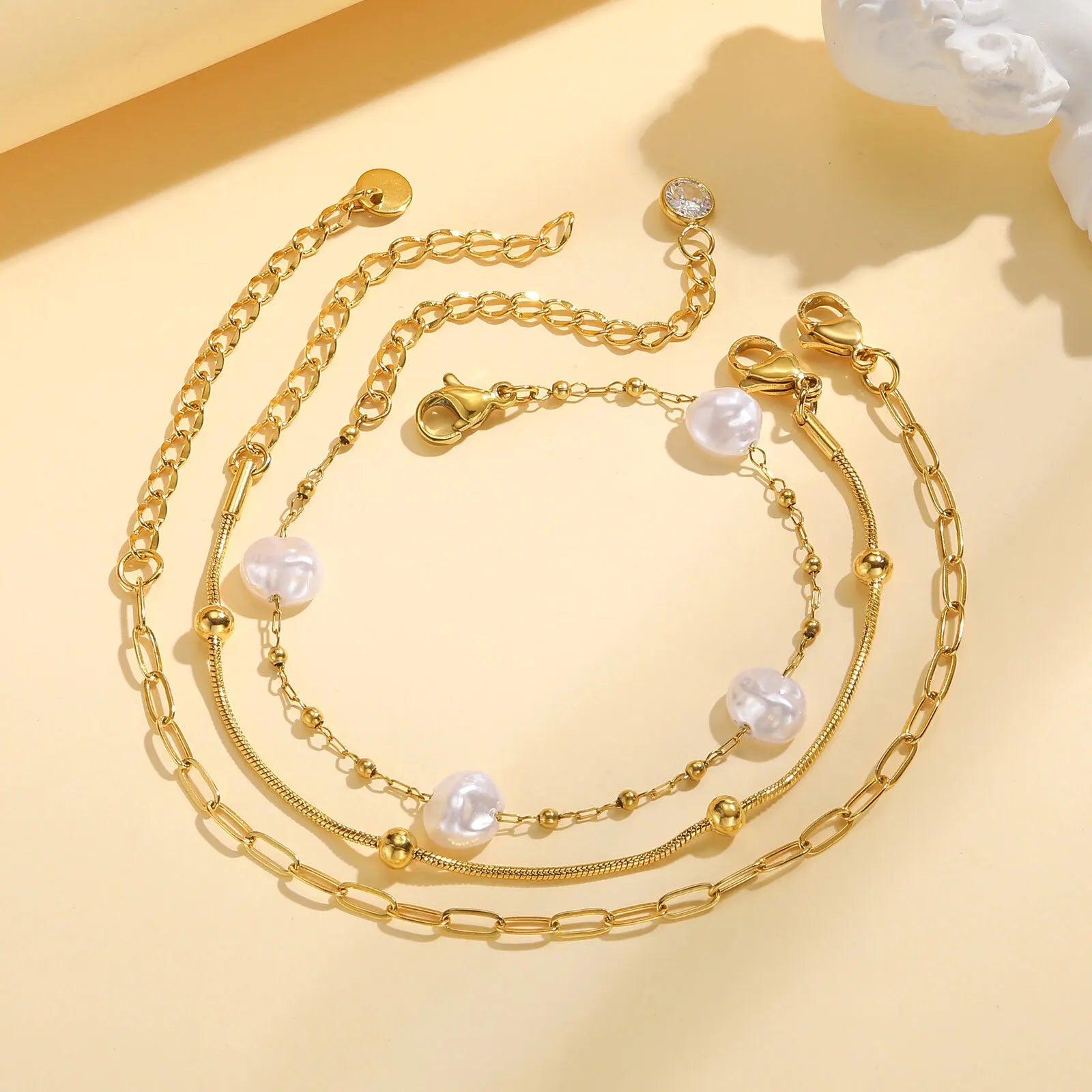 Bracelet Chaîne Dorée Acier Inoxydable Empilable