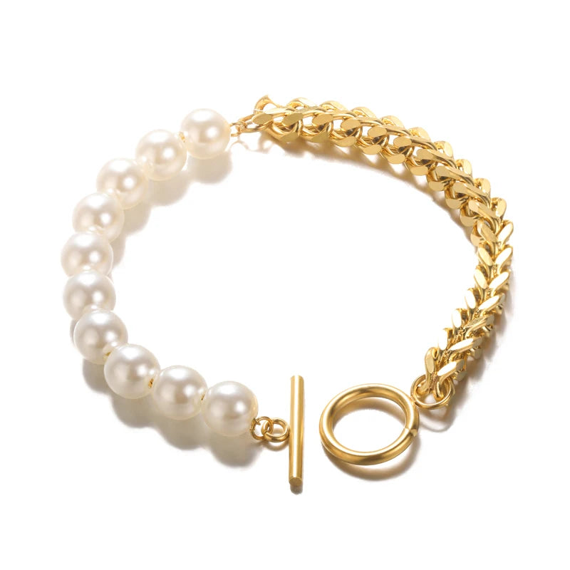 Bracelet Fleurs Zircon Doré Acier Inoxydable