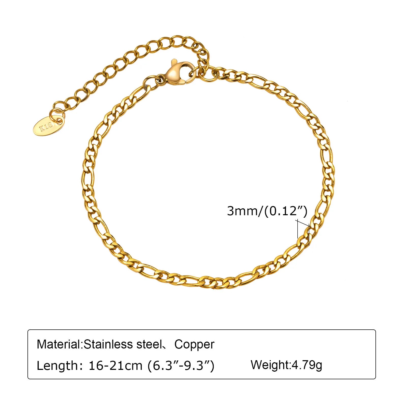 Bracelet Chaîne Dorée Acier Inoxydable Empilable