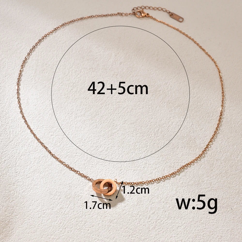 Collier Court Acier Inoxydable Doré Rose