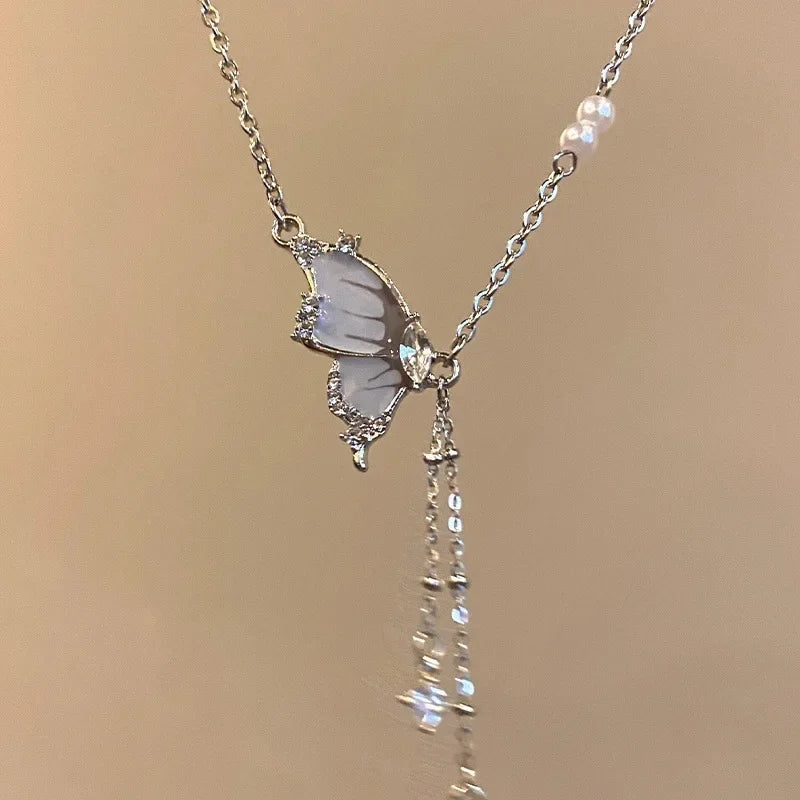 Collier Nœud Papillon Cristal Rose Y2K
