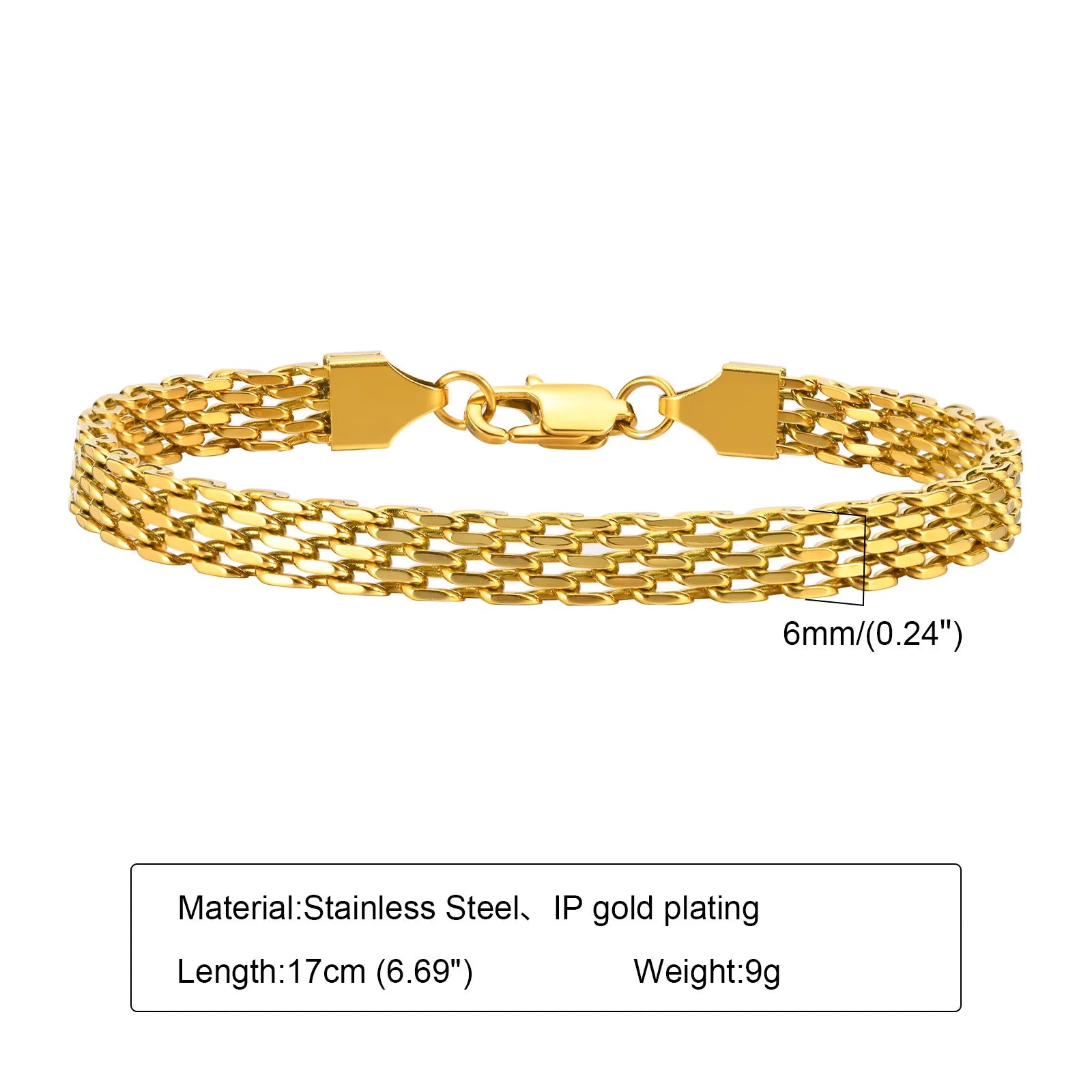 Bracelet Chaîne Dorée Acier Inoxydable Empilable