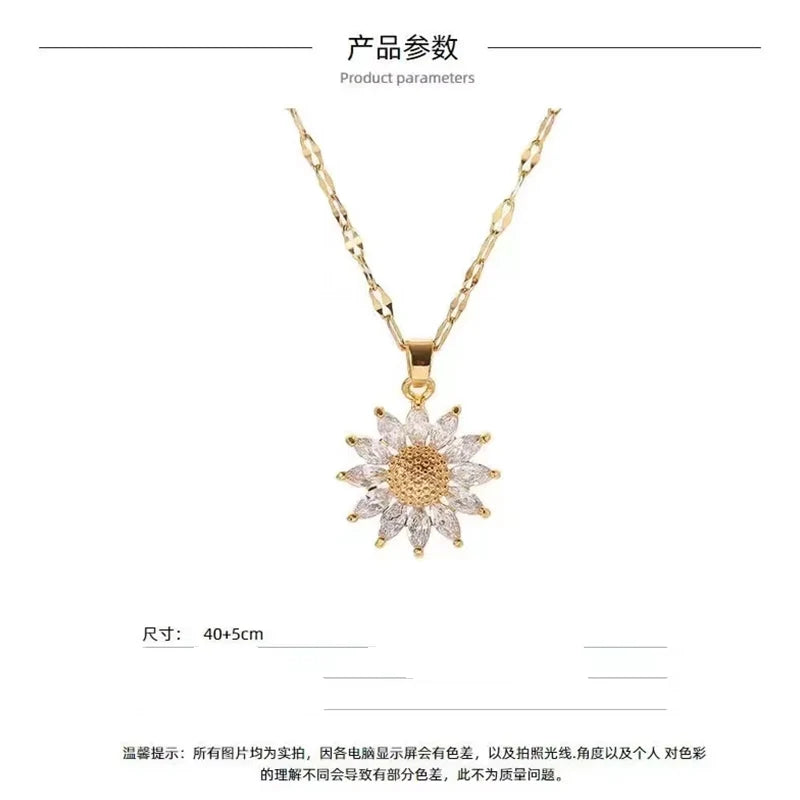 Collier Fleur Dorée Zircon Scintillant