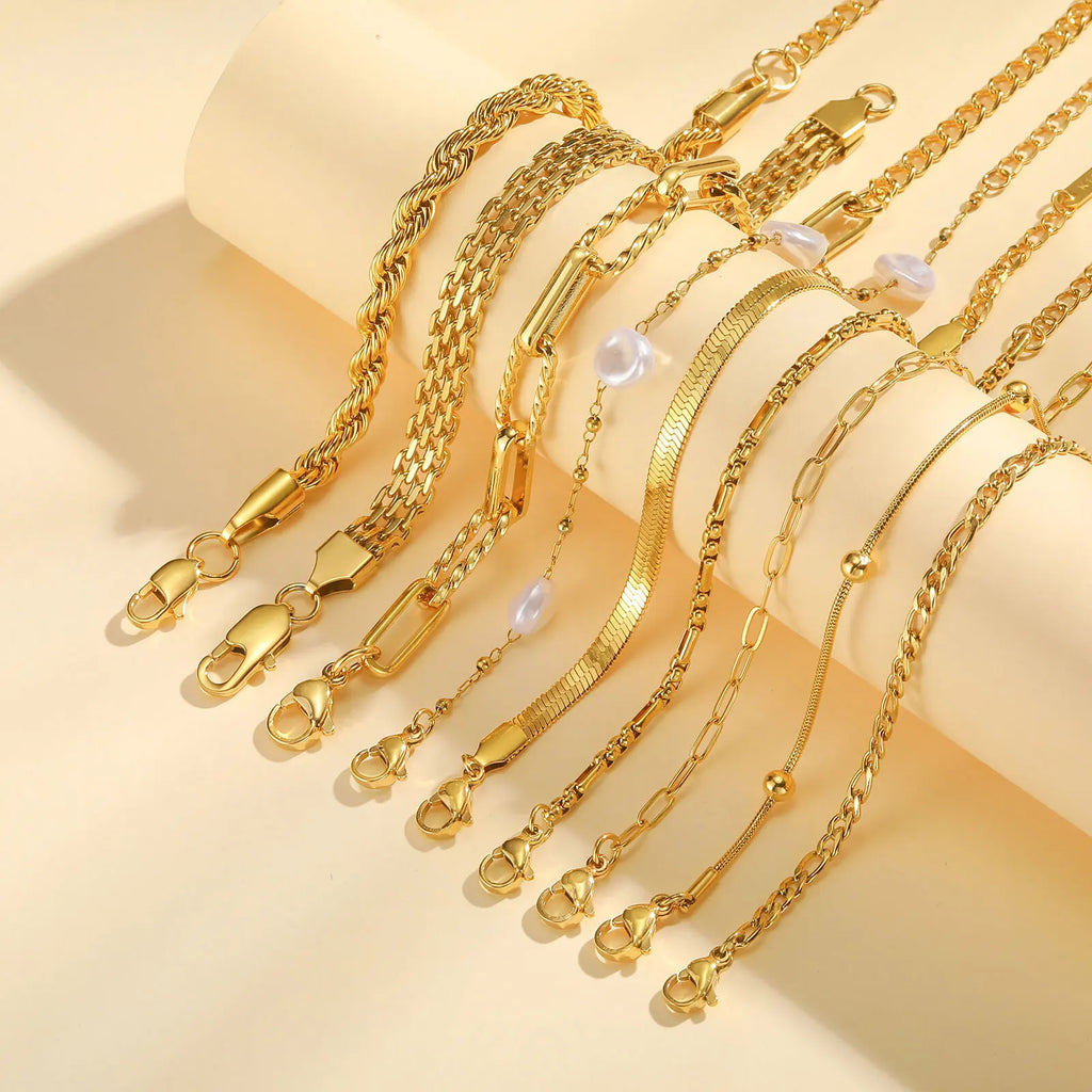 Bracelet Chaîne Dorée Acier Inoxydable Empilable