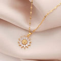 Collier Fleur Dorée Zircon Scintillant