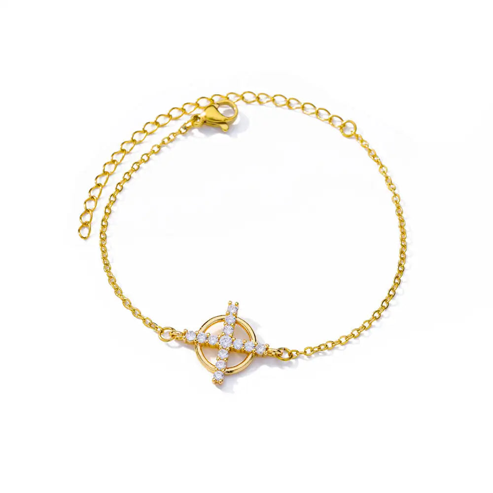 Bracelet Fleurs Zircon Doré Acier Inoxydable