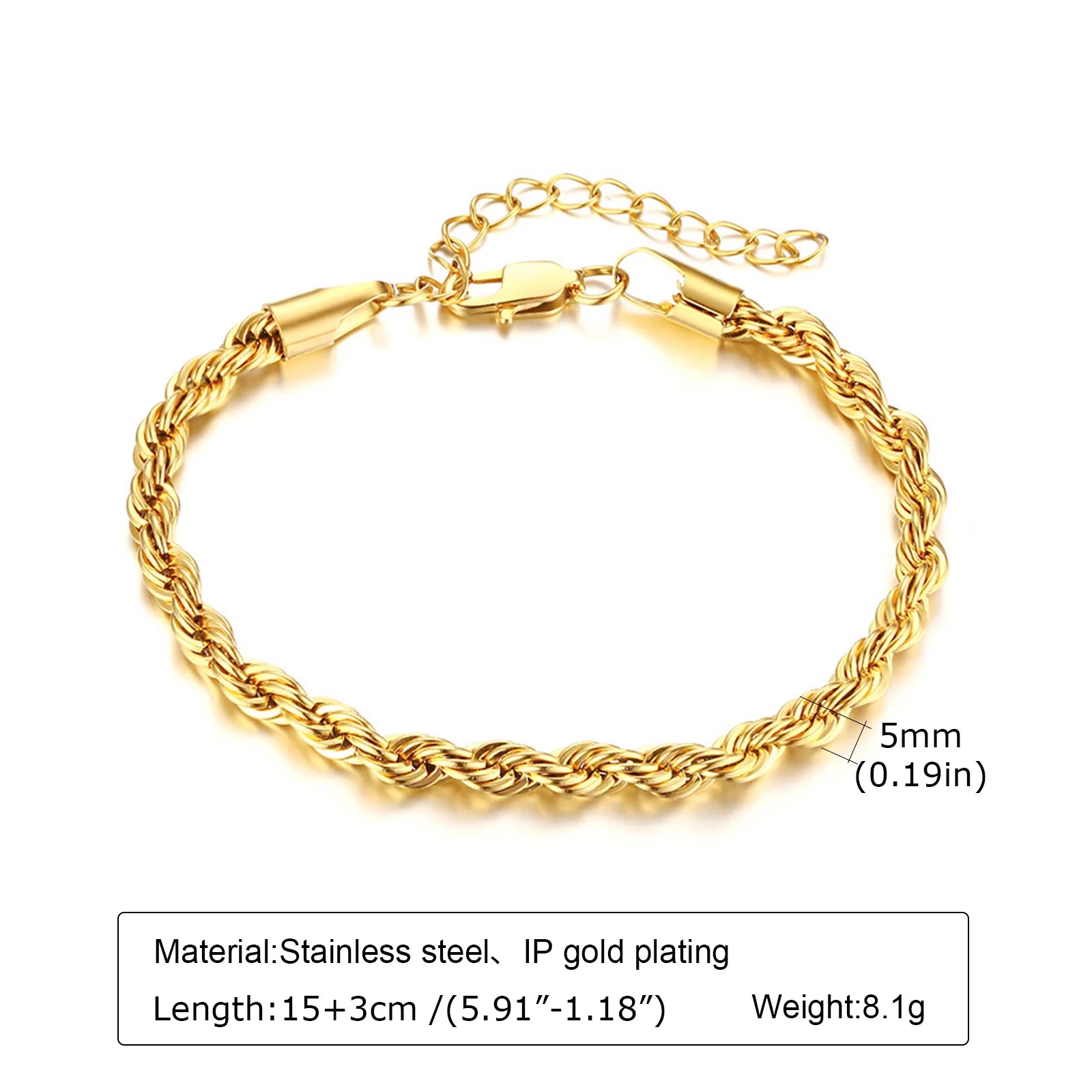 Bracelet Chaîne Dorée Acier Inoxydable Empilable