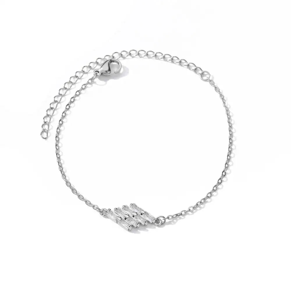 Bracelet Fleurs Zircon Doré Acier Inoxydable