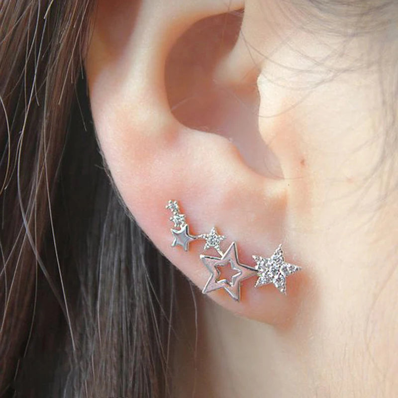 Boucles d'Oreilles Étoile Zircon Scintillant